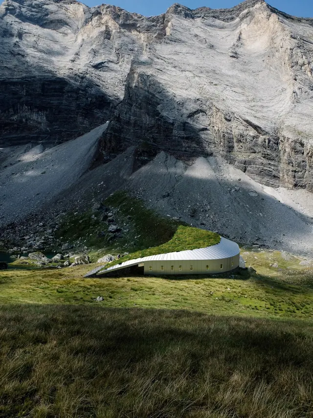 Modern Architectural Structure in Mountain Landscape