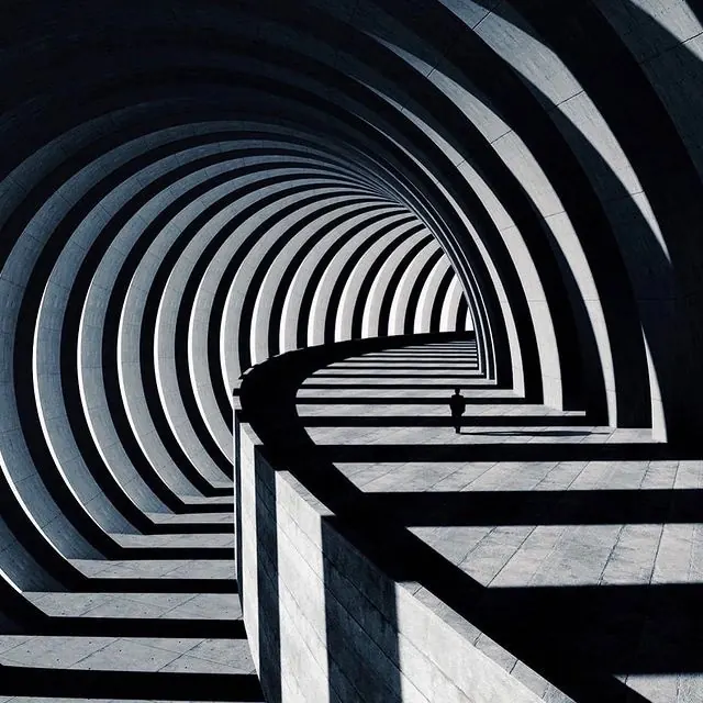 Architectural Tunnel Perspective, minimal, monochrome, monochrome