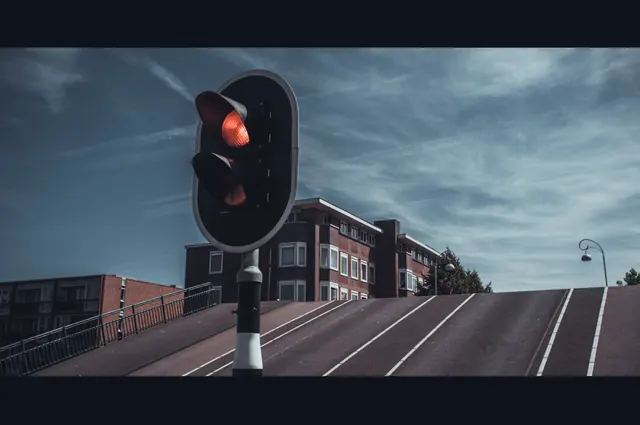 Urban Traffic Light at Night