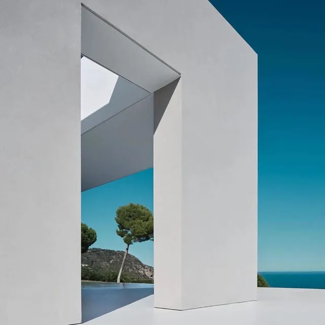 Minimalist Architectural Structure, minimal, geometric, high-contrast
