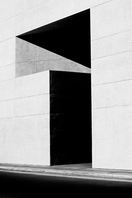 Concrete Building Geometric Portal, photographic, minimal, monochrome