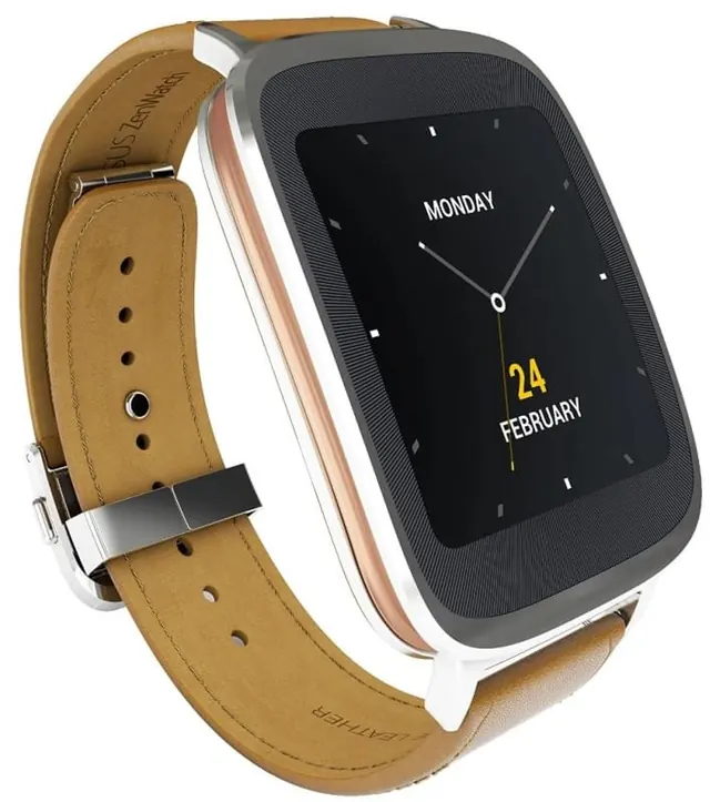 ASUS ZenWatch Smartwatch on Leather Strap, minimal, photographic, light