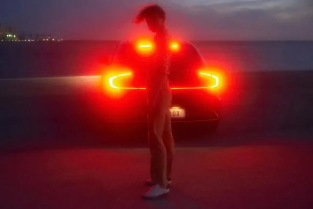 Nighttime Car Tail Light Scene