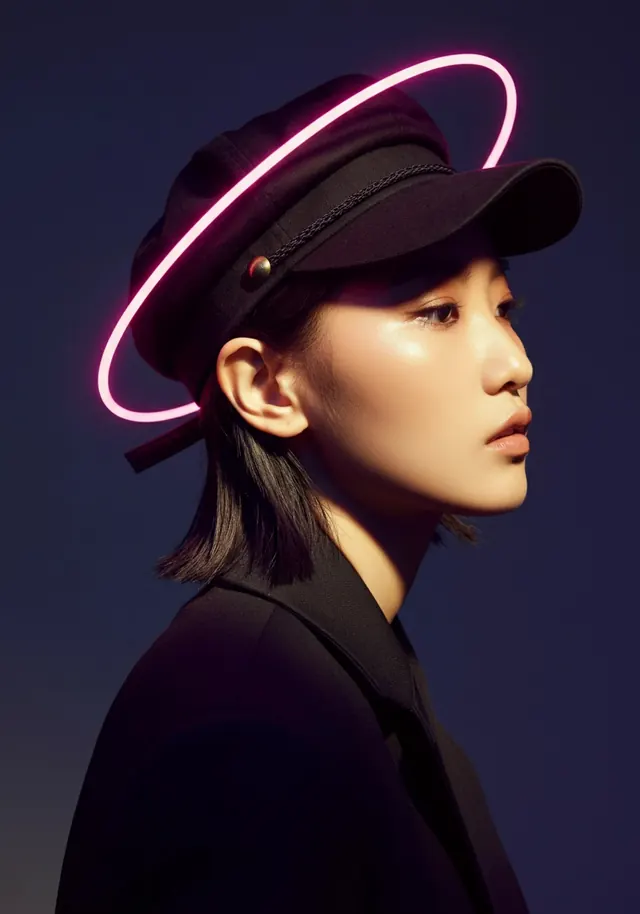 Neon-Lit Portrait