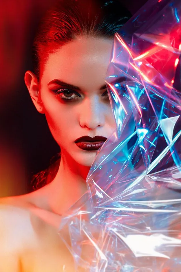 Iridescent Portrait with Plastic Texture
