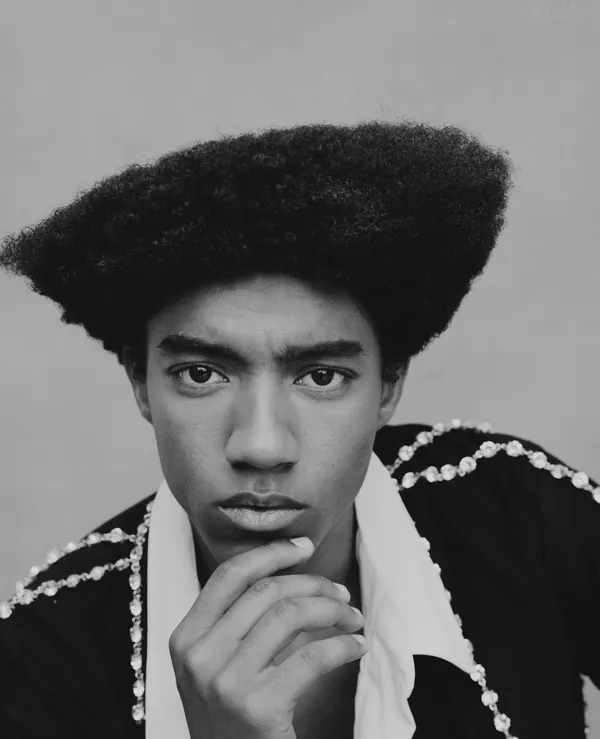 Monochrome Portrait of Person in Fur Hat