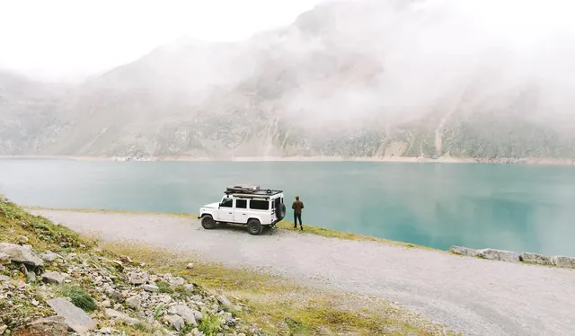 Mountain Landscape with Vehicle