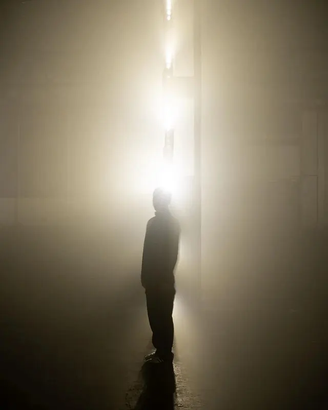 Silhouetted Figure in Fog