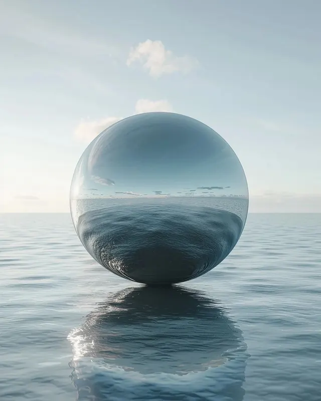 Floating Sphere over Water