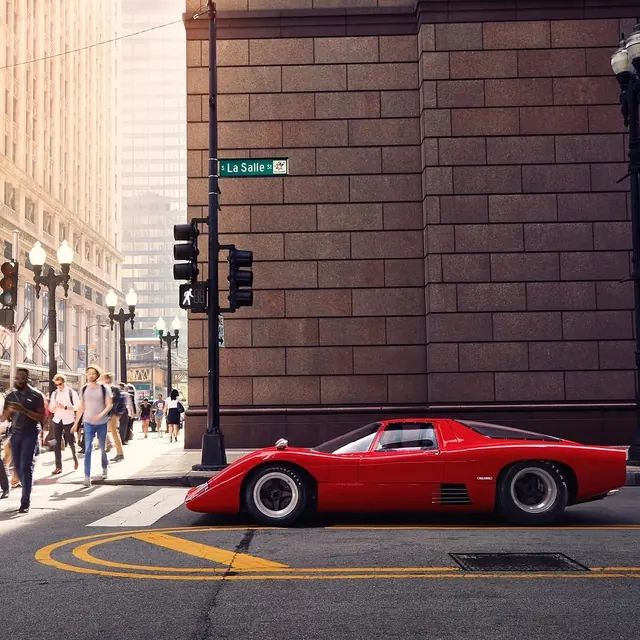 Red Sports Car in Urban Setting