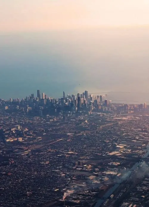 Aerial Cityscape at Dusk