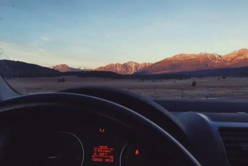 Mountain Landscape View from Vehicle