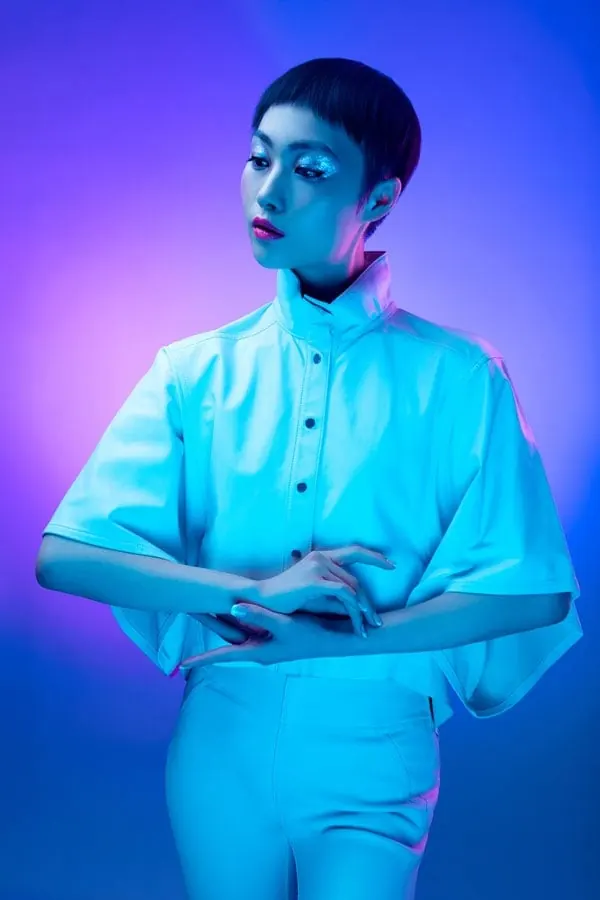 Portrait of a man in blue lighting