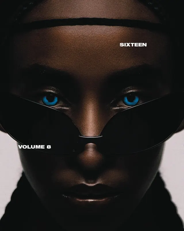 Abstract Portrait with Cybernetic Elements, dark-mode, minimal, dark