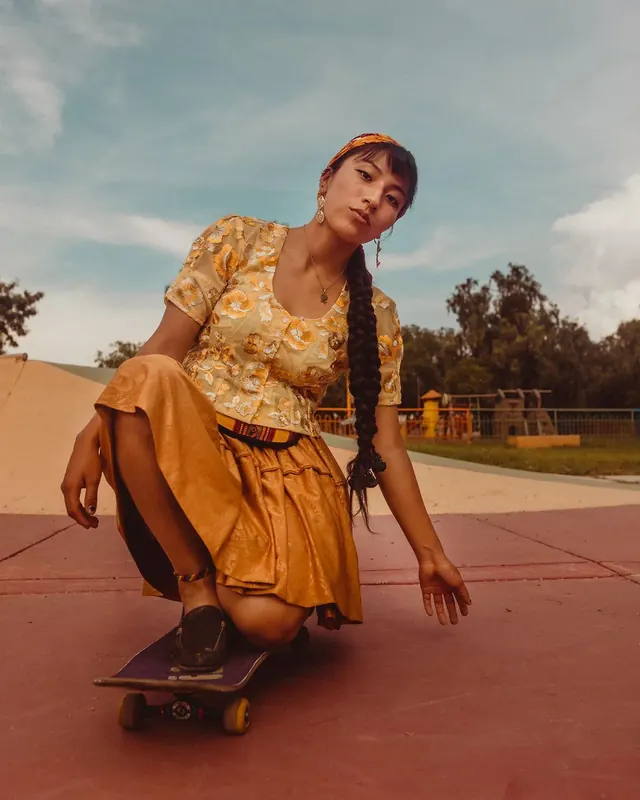 Skater in Yellow Outfit