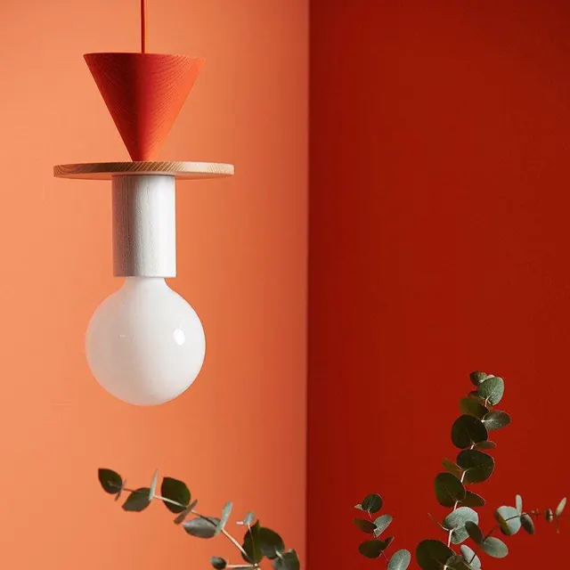 Modern orange pendant light, minimal, organic, warm