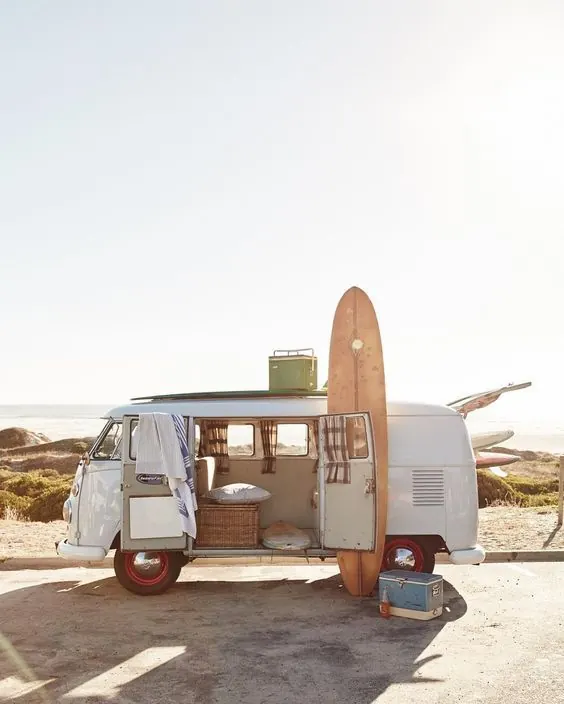 Vintage Camper Van in Desert