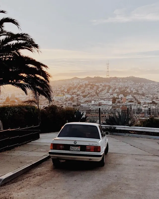 Vintage Sedan in Coastal Setting