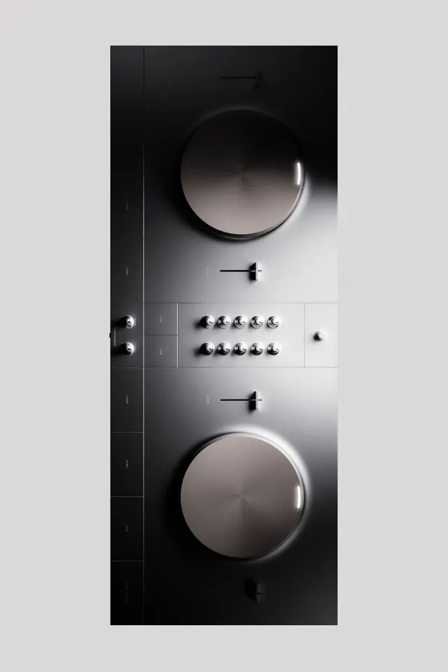 Minimal DJ controller top view, minimal, technical, monochrome