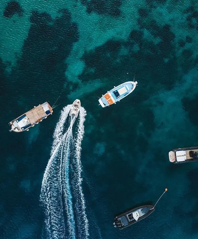 Aerial Ocean Boat Perspective