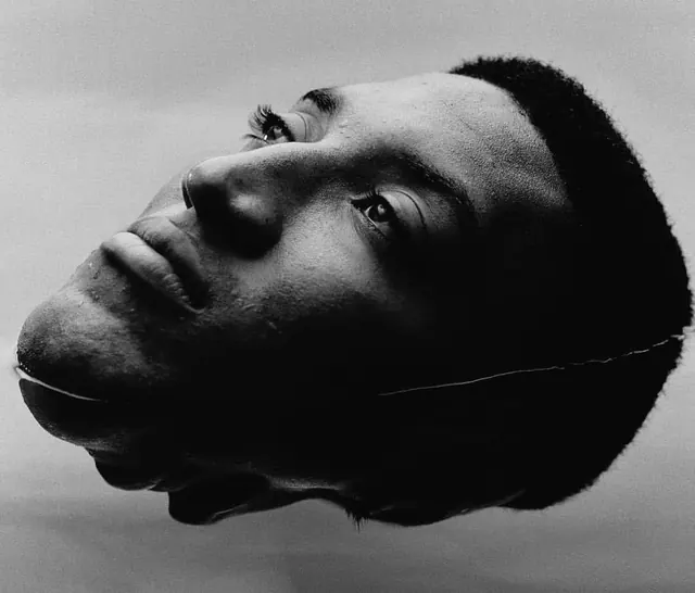 Submerged head monochrome portrait, photographic, monochrome, monochrome