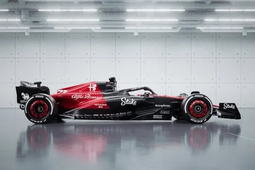 Alfa Romeo F1 C43 side profile, photographic, technical, dark