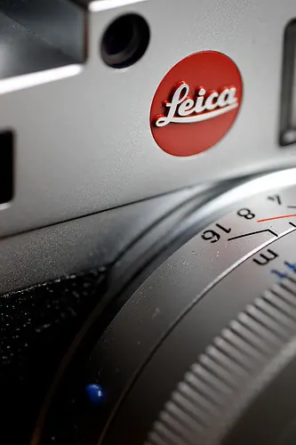Leica M8 red logo macro, photographic, luxury, dark