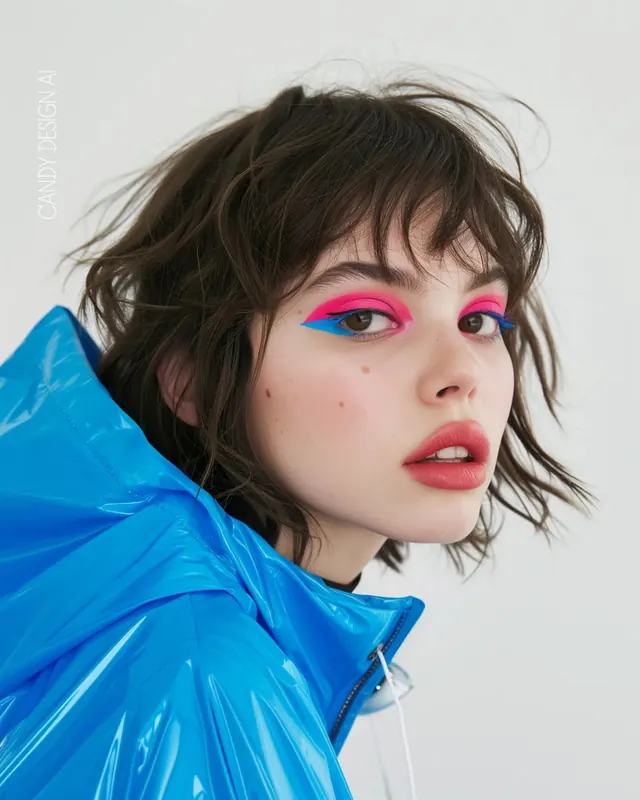 Candy Design AI neon makeup portrait, photographic, playful, vibrant