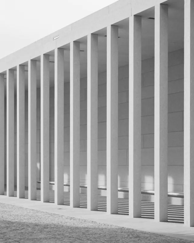 Architectural Colonnade Perspective, minimal, monochrome, monochrome