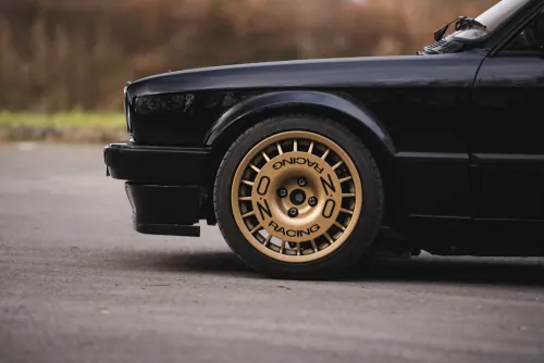 Black Classic Car with Gold Rims, photographic, luxury, dark