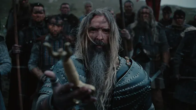 Viking Warrior Group Portrait, photographic, dark-mode, dark
