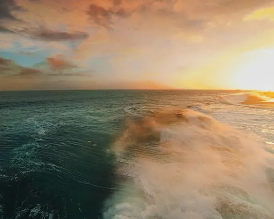 Ocean Sunset Landscape, photographic, organic, warm