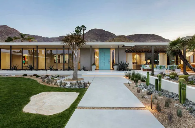 Modern Residential Architecture with Pool, photographic, luxury, warm