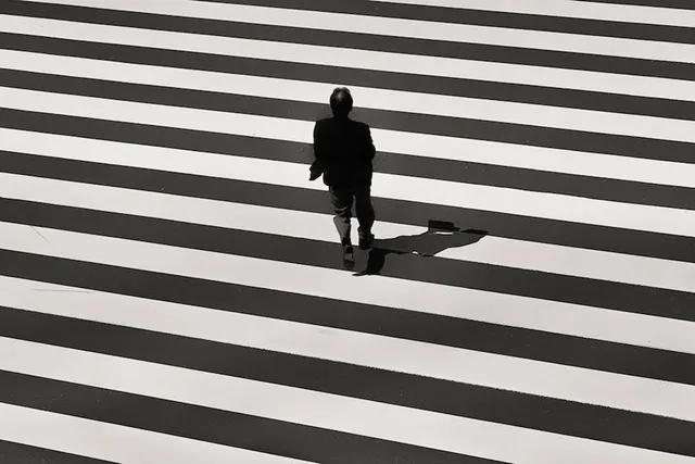 Man in Striped Pattern, minimal, monochrome, monochrome