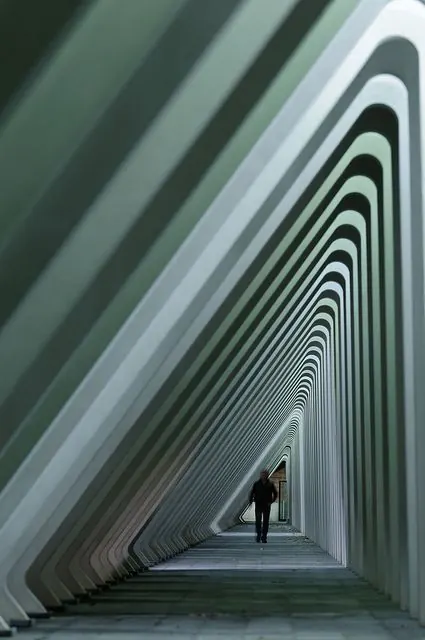 Architectural Perspective Corridor, minimal, geometric, monochrome