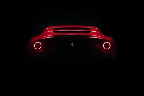 Ferrari rear halo taillight study, photographic, luxury, dark