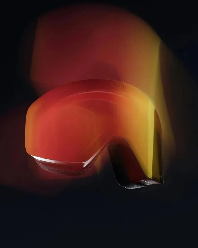 CHIMI ski goggles product shot, photographic, minimal, dark