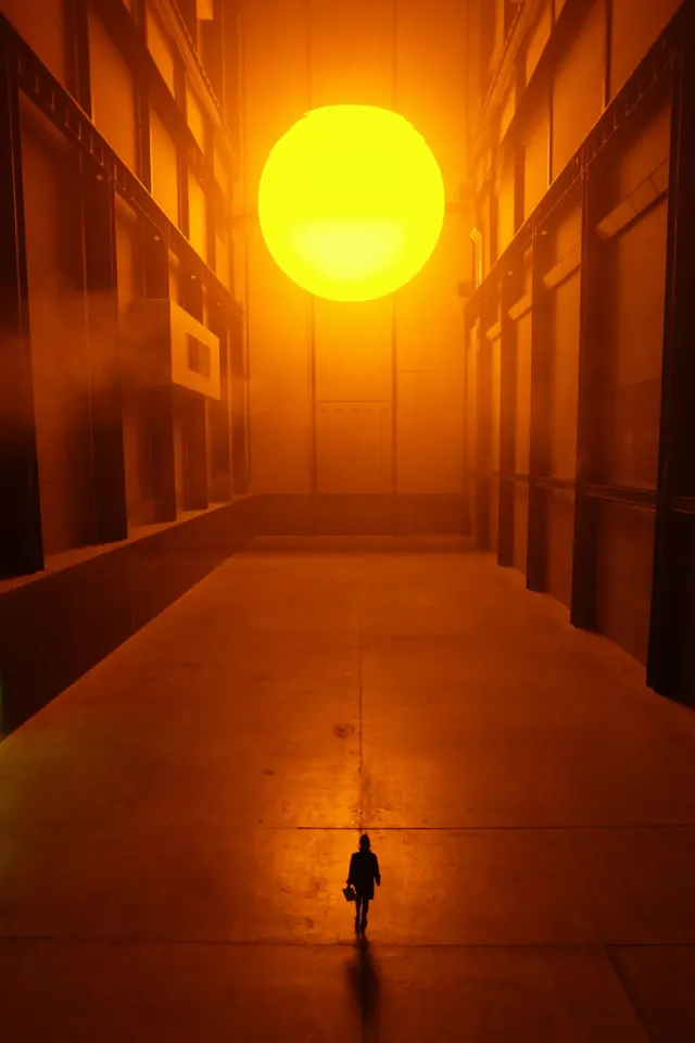 Weather Project installation photo, photographic, minimal, warm