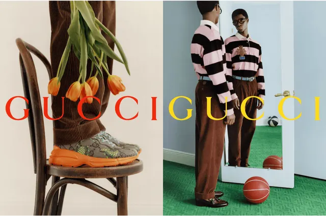Gucci corduroy campaign diptych, luxury, editorial, vibrant
