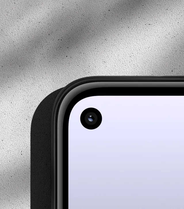 Punch-hole camera smartphone macro, minimal, technical, muted