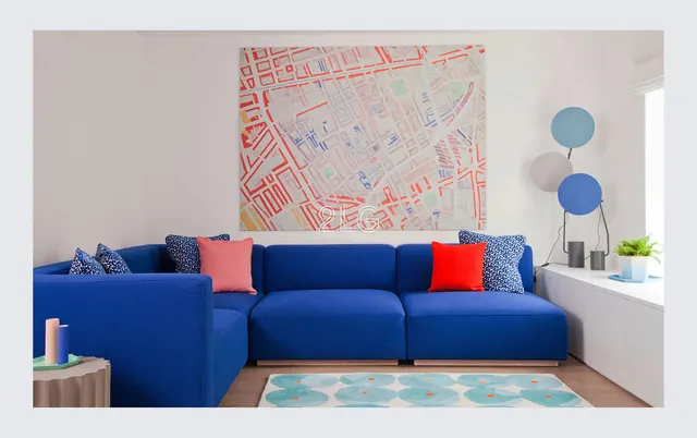 2LG Studio color-block living room, minimal, photographic, light