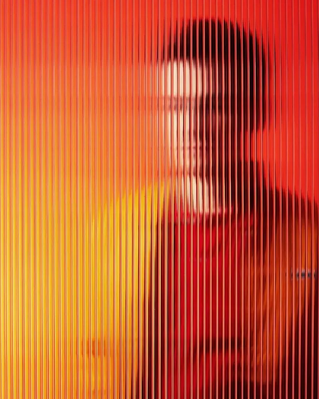 Ribbed glass color portrait, photographic, abstract, vibrant