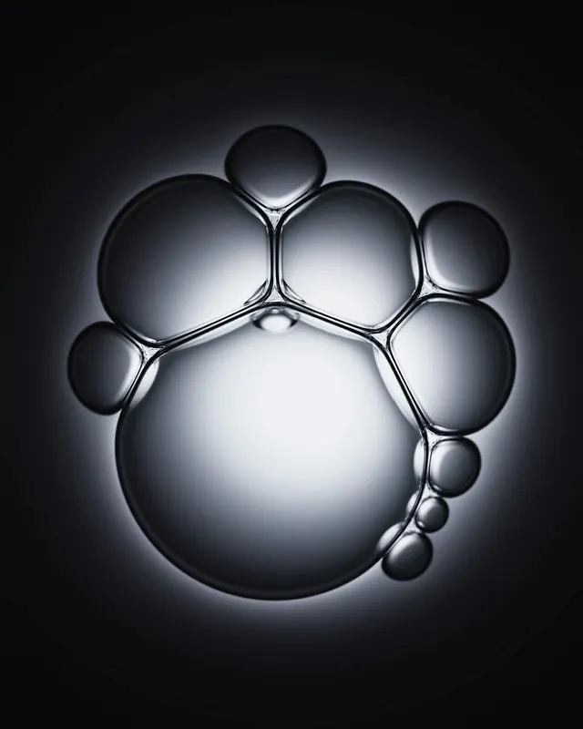 Monochrome soap bubble cluster macro, minimal, abstract, monochrome