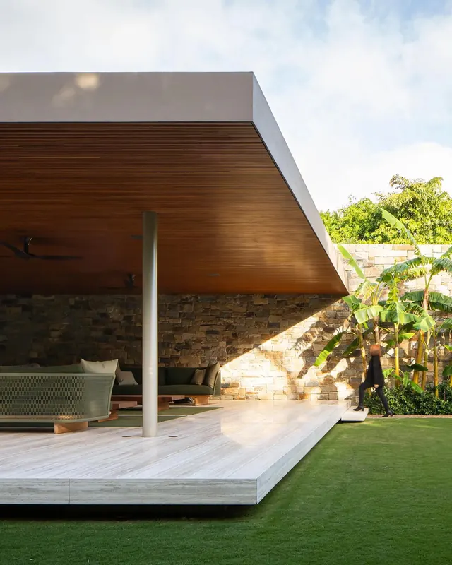 Modern Outdoor Living Space, minimal, photographic, earthy
