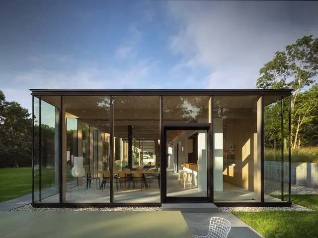 Modern Glass Pavilion Architecture, minimal, photographic, light