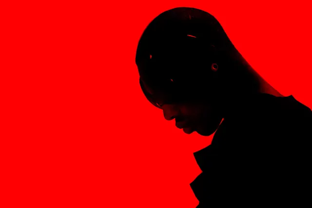 Silhouette Portrait in Red, minimal, abstract, vibrant