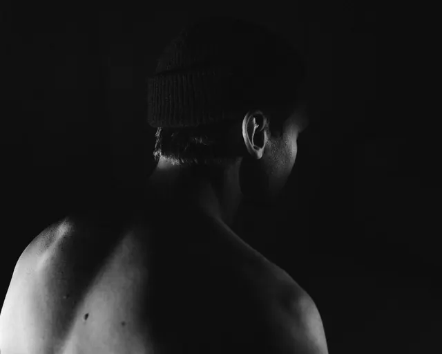 Monochrome Portrait of a Person in a Beanie, minimal, monochrome, monochrome