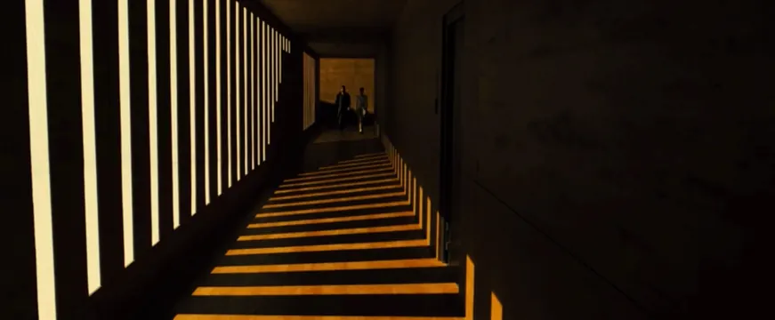 Subterranean Tunnel with Glowing Steps, minimal, dark-mode, dark