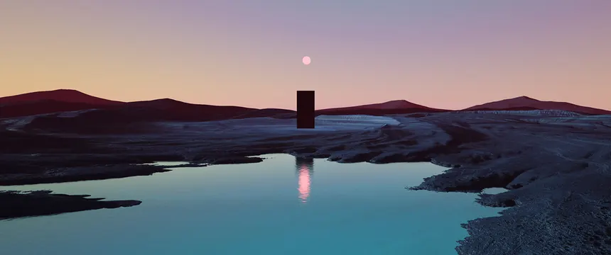 Desert Landscape with Silhouette, minimal, photographic, dark