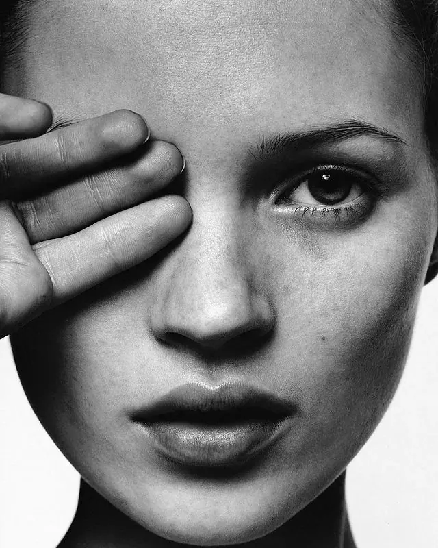 Monochrome Portrait with Hand Over Eye, monochrome, photographic, monochrome